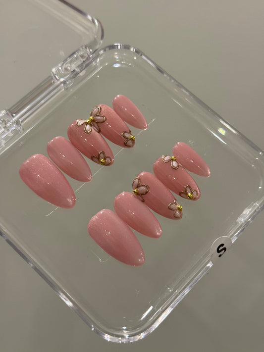 N232 Pink Peonies Nails