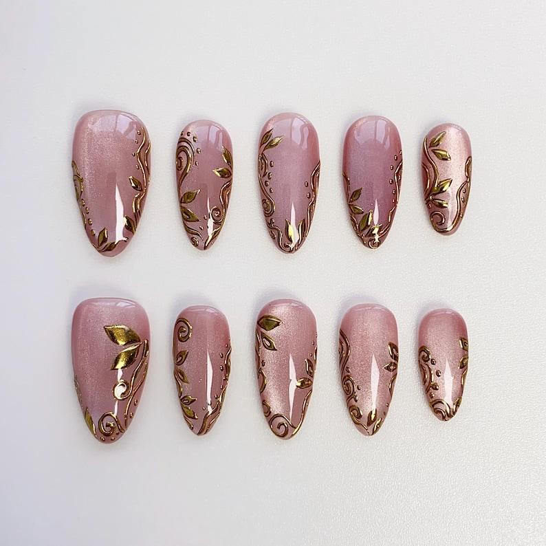 N253 Pink Foil Nails