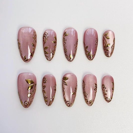 N253 Pink Foil Nails