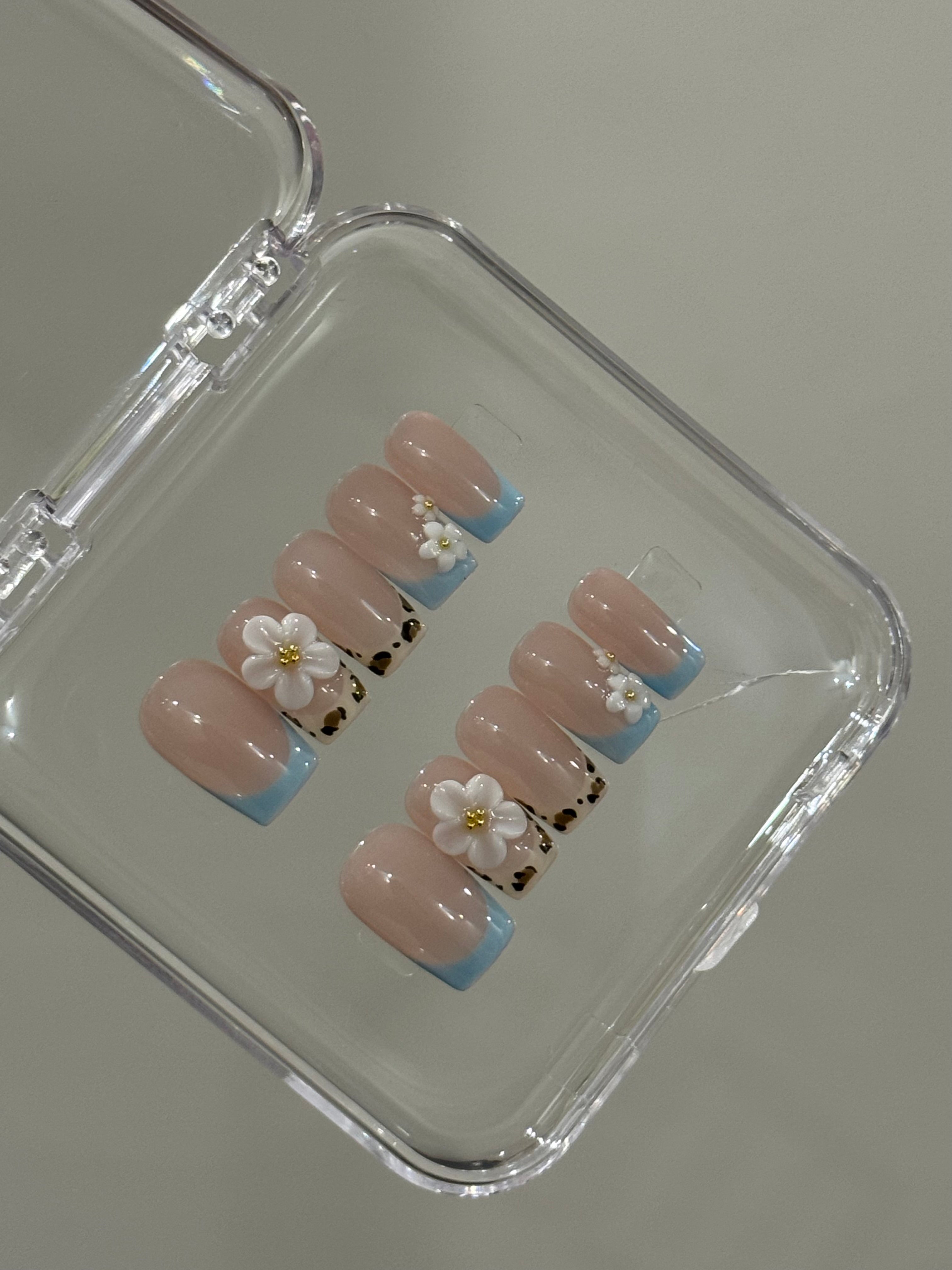 N148 Aqua Square Nails Set – Honey Nails Lab