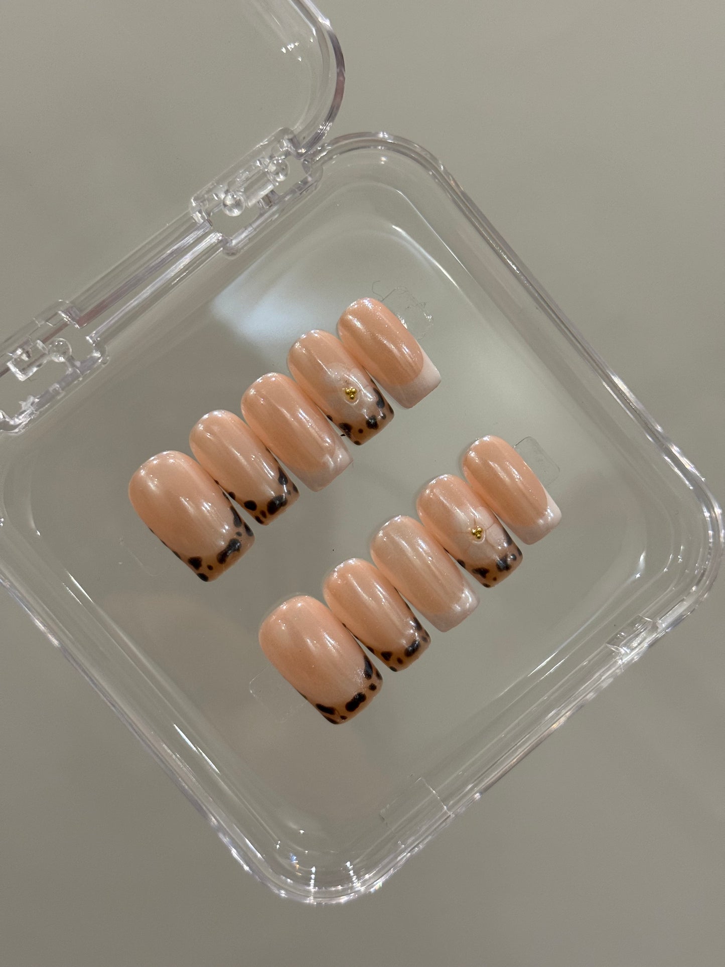 N206 Square Floral French Nails