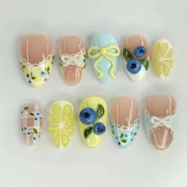 N136 Berry Lemon Nails Set
