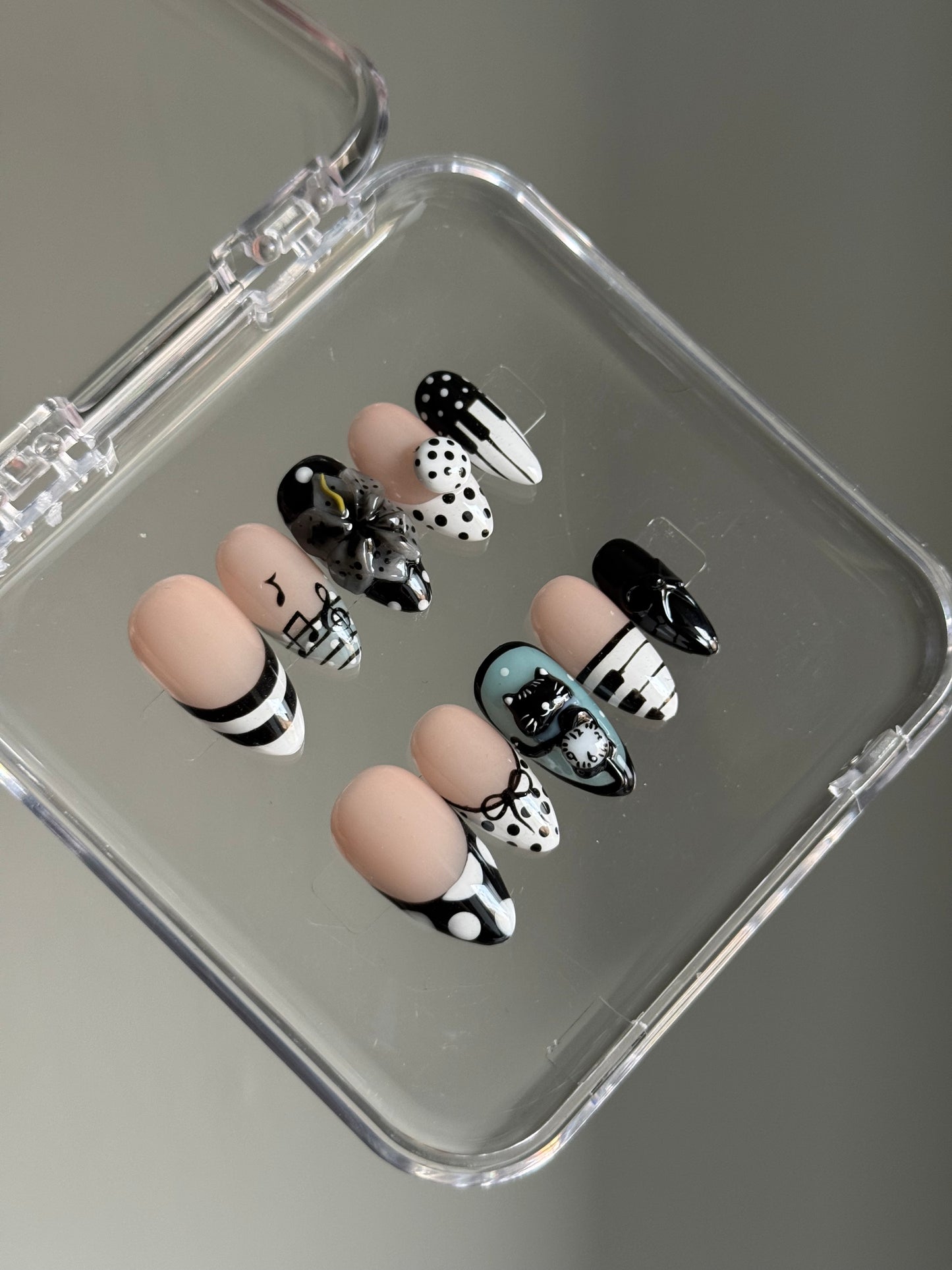 N235 Black Cat Themed Nails