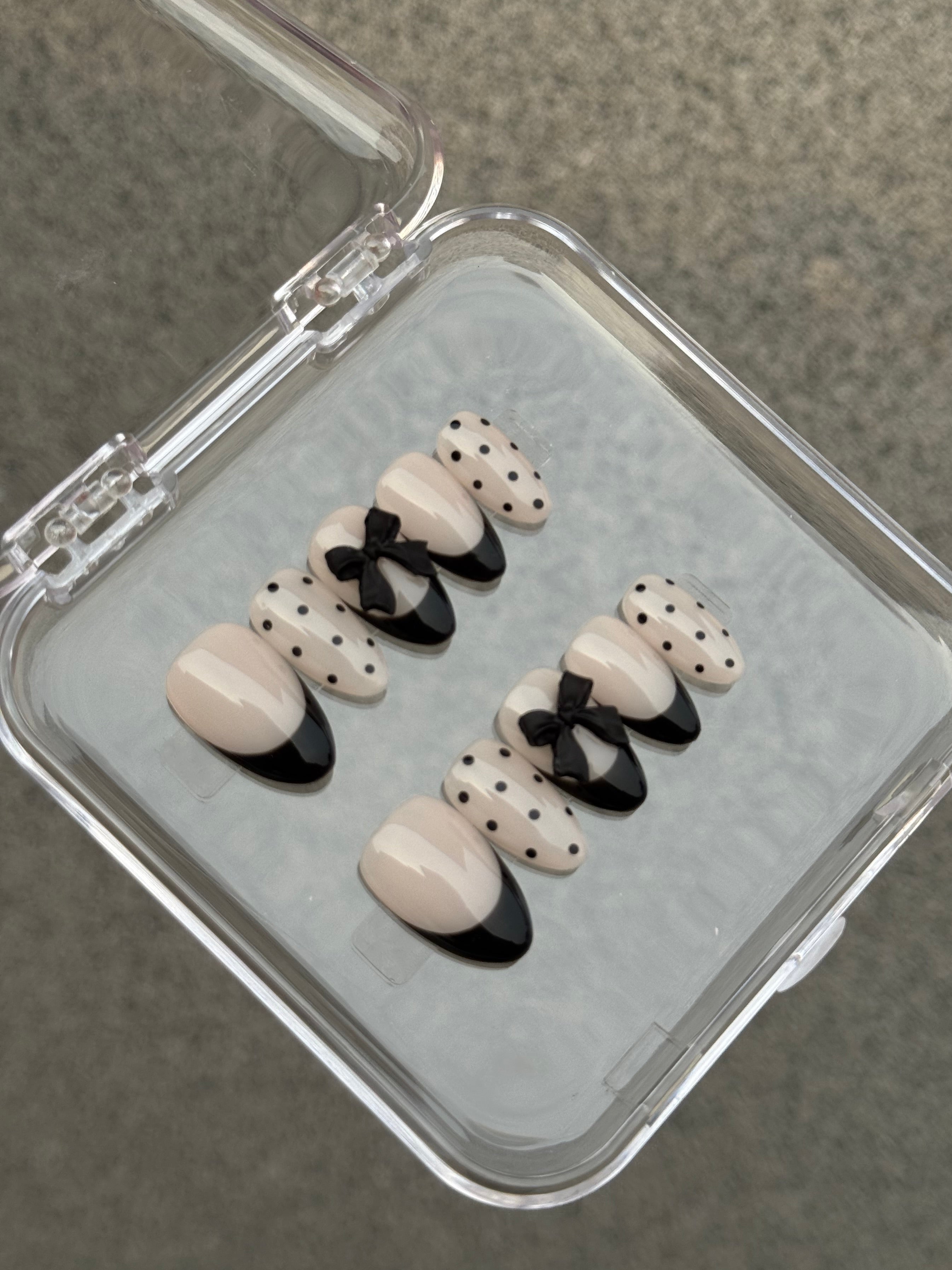N161 Black Bow Nails Set – Honey Nails Lab