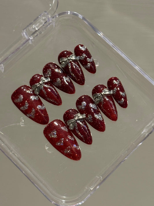 N15 Berry Stilletoe Nails Set