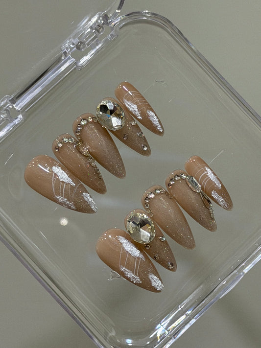 N314 Brown Stilettos Nails