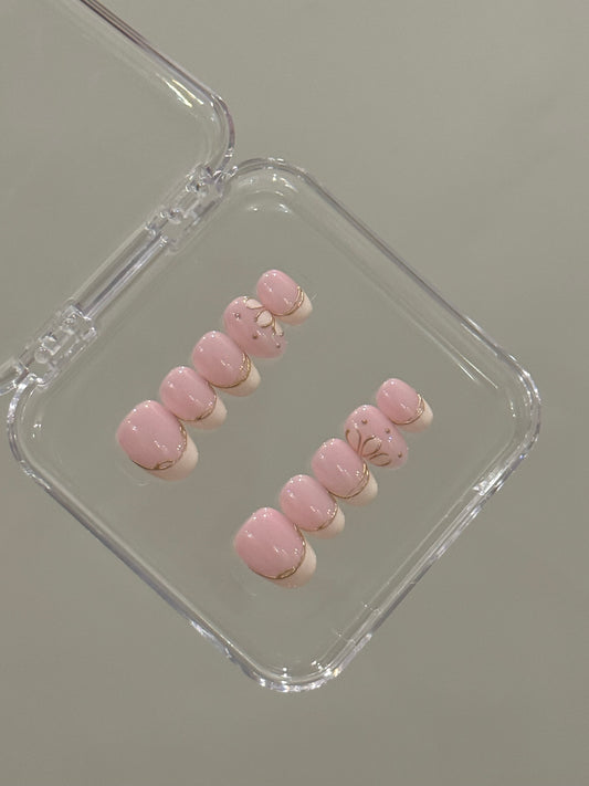 N186 Pink Base Nails Set