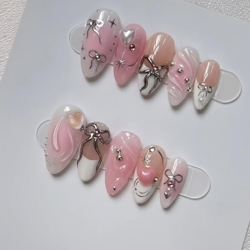N113 Bow Y2K Nails Set